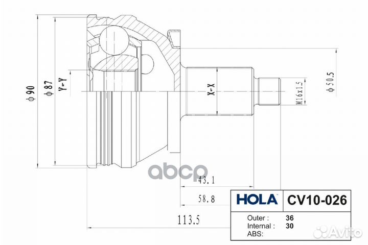 Шрус наружный VW Polo Sedan (мт), skoda Rapid