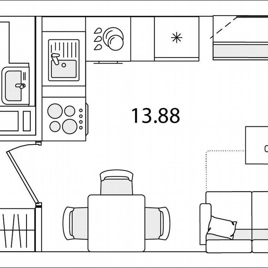 Квартира-студия, 21,4 м², 9/9 эт.