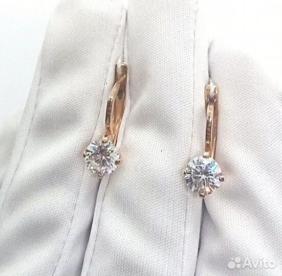Золотые серьги с фианитом