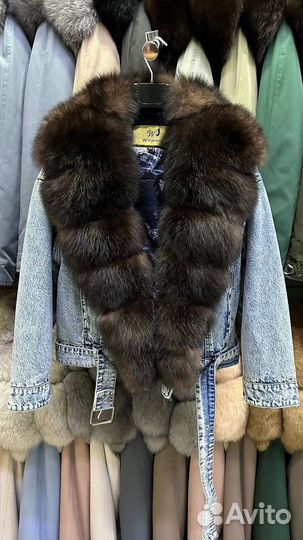 Джинсовая куртка с натуральным мехом 42,44,46,48