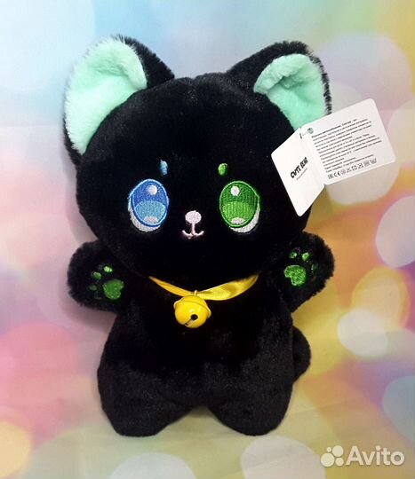 Мягкая игрушка Котик аниме с колокольчиком