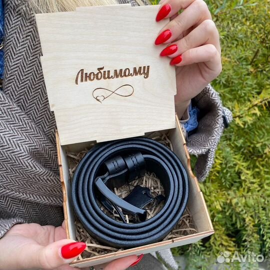 Ремень с гравировкой из натуральной кожи