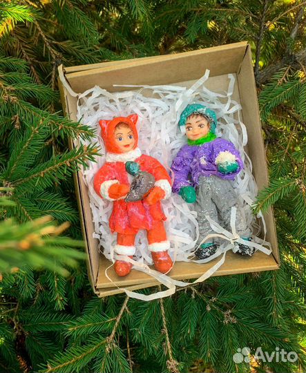 Ватные елочные игрушки из ваты СССР