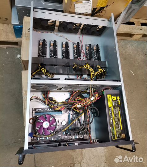 Корпус + мать-камень-память + бп 2000W тушка риг