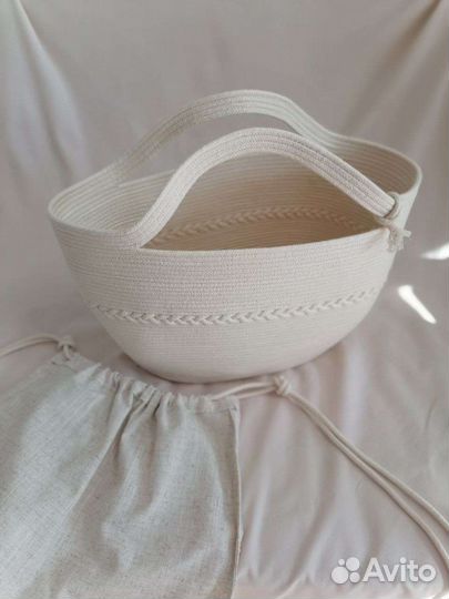 Сумка из хлопкого шнура с хлопковым мешком