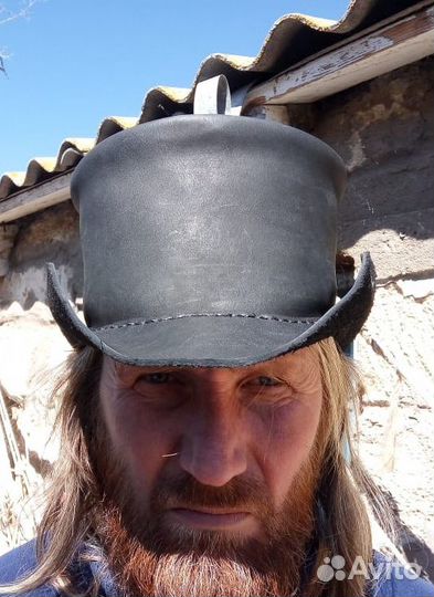 Шляпа цилиндр кожа