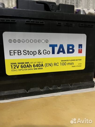 Аккумулятор TAB EFB 12v 60ah 2023г