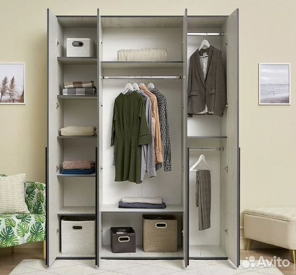 Шкаф 4-х створчатый Норд дуб крафт белый