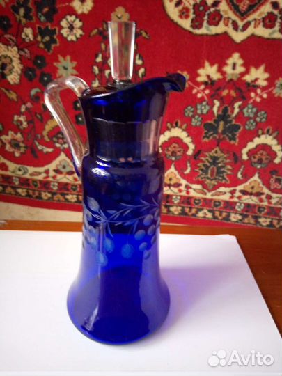 Графин хрустальный синий