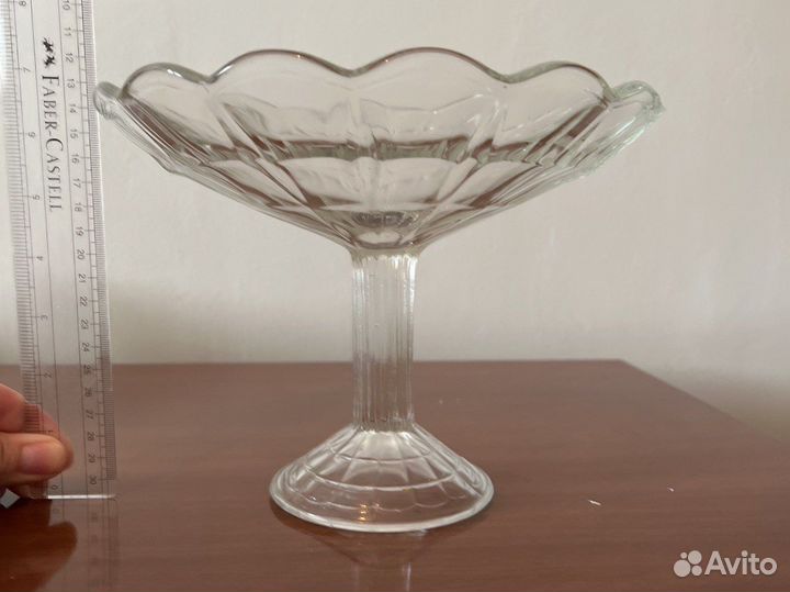 Ваза для фруктов на ножке СССР стекло