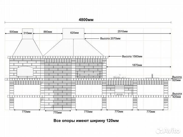 Гриль мангал барбекю / Печь из кирпича