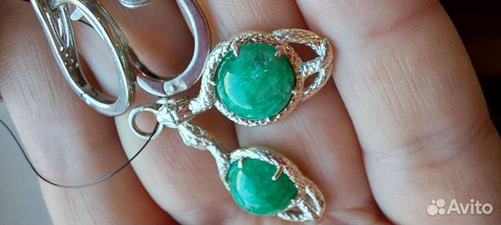 Серьги с уральскими изумрудами 7карат
