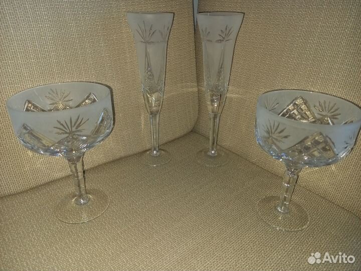 Хрустальные фужеры для шампанского и креманки СССР