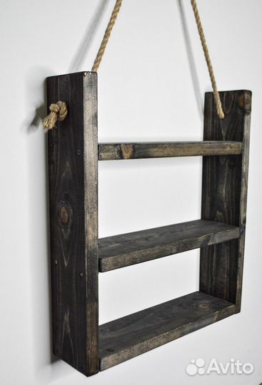 Полка навесная настенная натуральное дерево