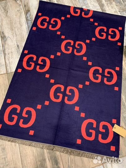 Палантин шарф Gucci синий с красным новый