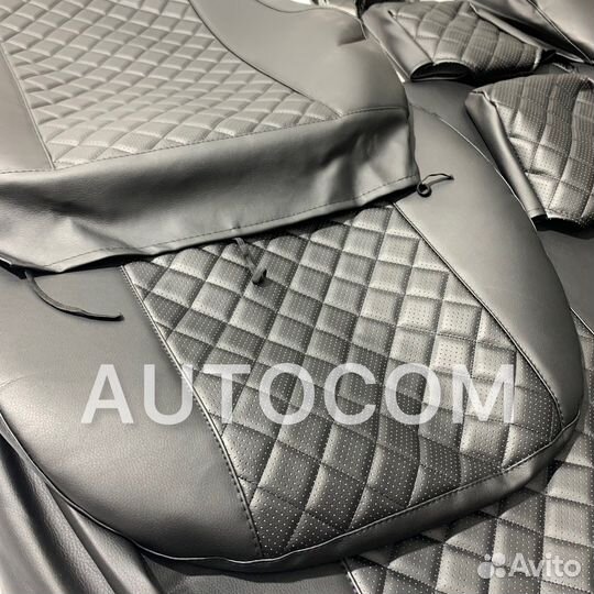 Чехлы на сидения лада Гранта (кожа черная нить)