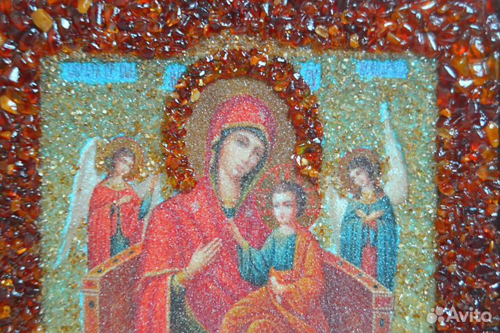 Икона в янтарной обсыпке 