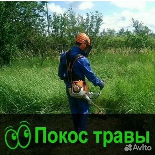 Покос травы. Спил деревьев