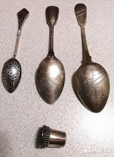 Серебро 875, ложки, наперсток