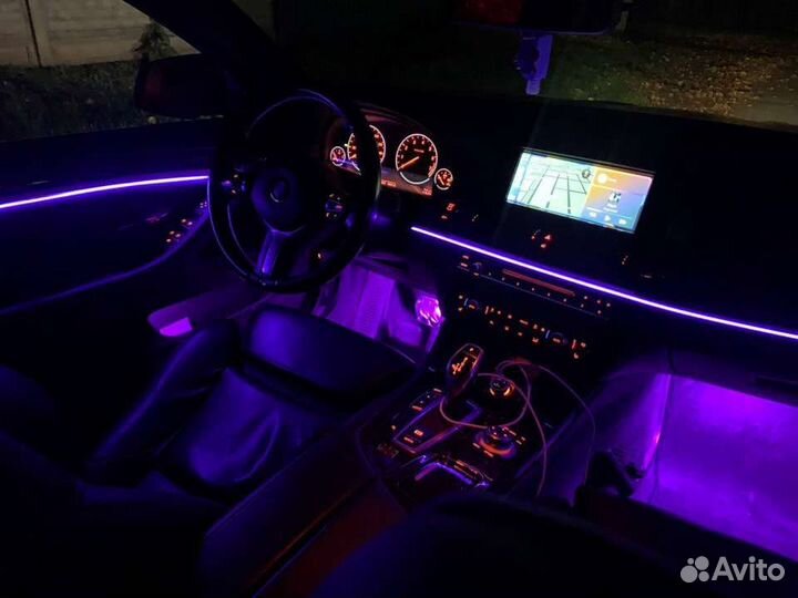 Неоновая нить RGB в торпеду и двери авто