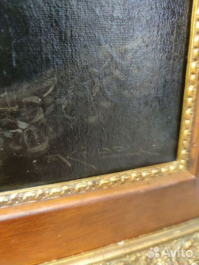 Антикварная картина холст масло натюрморт