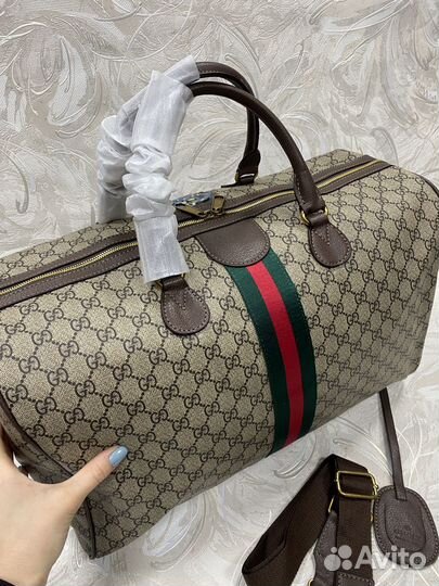 Сумка дорожная, спортивная Gucci кожаная