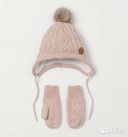 Шапка и варежки hm новый комплект 62/68