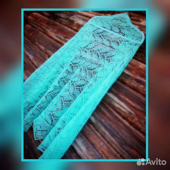 Палантин пуховый ажурный. Ручная работа