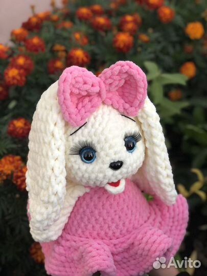 Вязаная Мягкая игрушка Зайка (ручной работы)