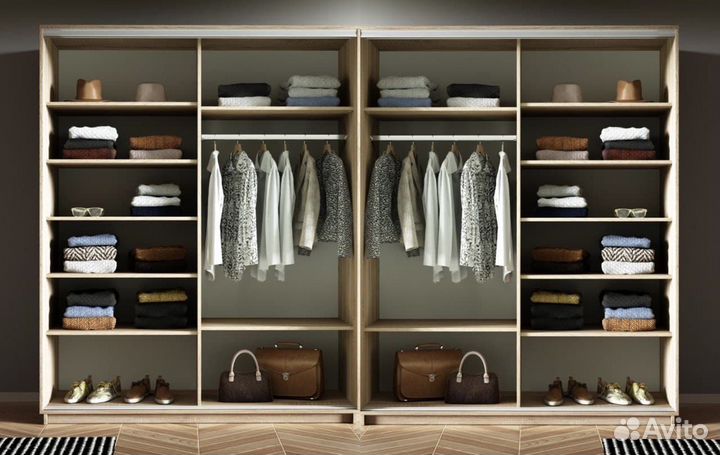 Шкаф купе 4-х дверный, 2,4 метра, белый, зеркало