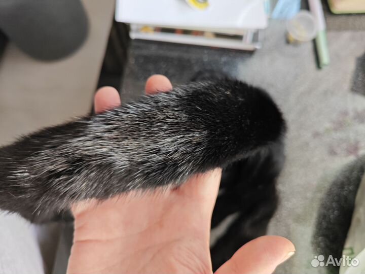 Норковый пояс черный новый 200см