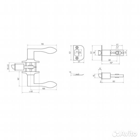 Защелка межкомнатная ISP зв1-01 ключ-фиксатор, мат