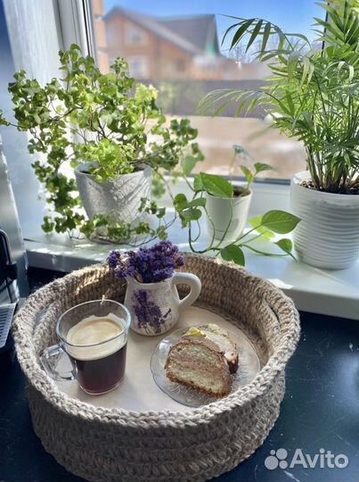 Поднос из джута, ручная работа