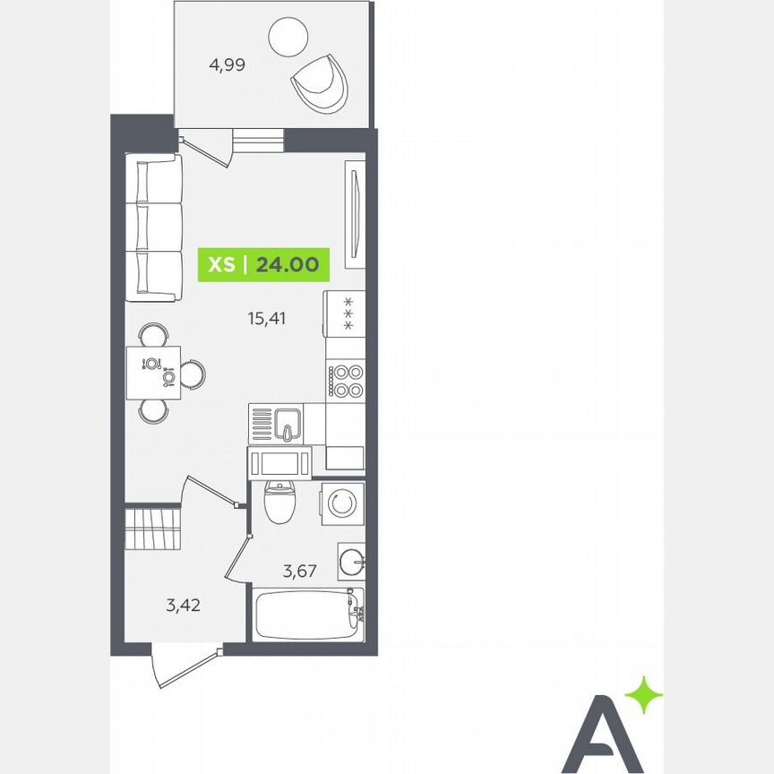 Квартира-студия, 24 м², 11/12 эт.