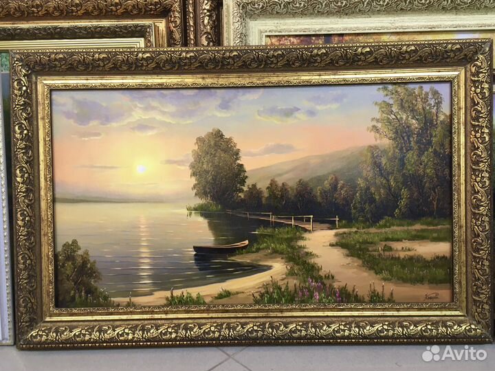 Картина маслом на холсте «Пейзаж с мостиком»