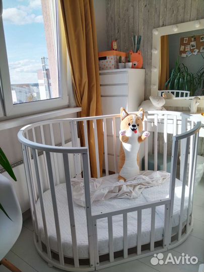 Детская кроватка трансформер +матрас + аксессуары