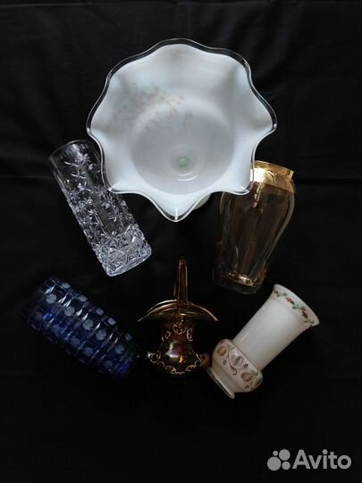 Вазы из цветного стекла и хрусталя.СССР