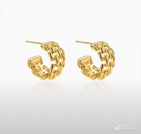 Серьги плетеные кольца