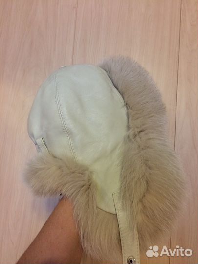 Шапка ушанка песец кожа