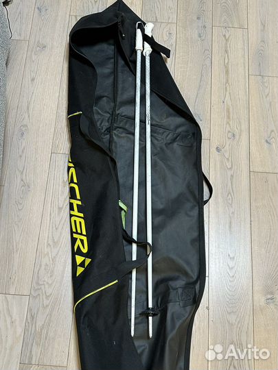 Горные лыжи Fischer fire RX yellow/black + палки