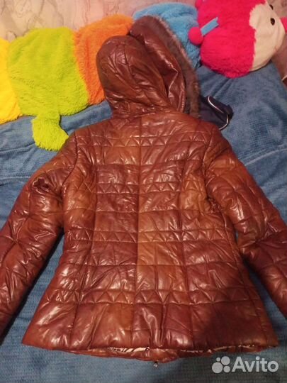 Куртка кожаная женская 48 50 с капюшоном