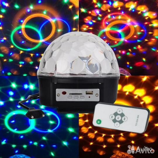 Диско-шар, в такт музыке c флешкой. Гарантия