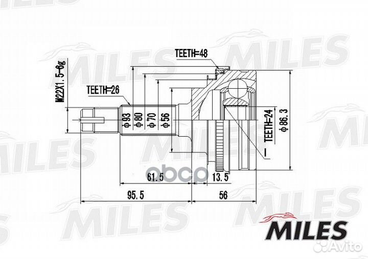 Шрус toyota corolla/RAV 4 1.6-2.0 87- нар.(ABS)
