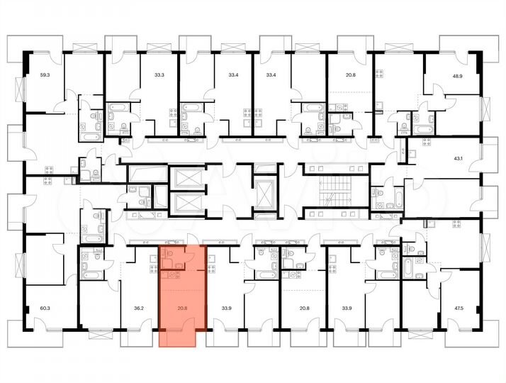 Квартира-студия, 20,8 м², 5/19 эт.