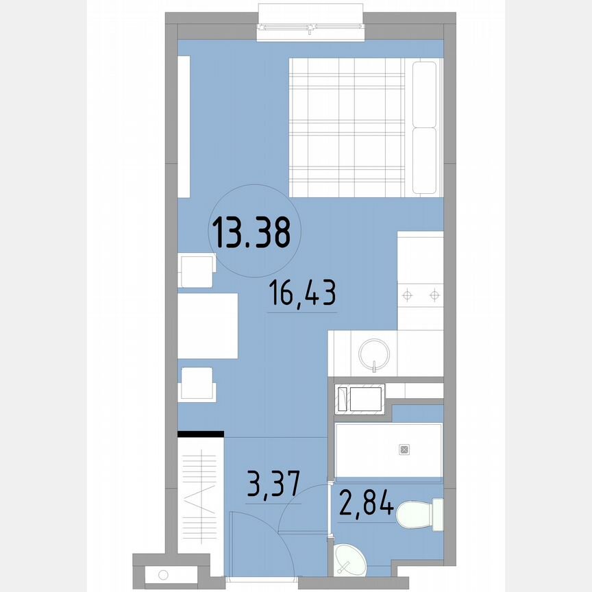1-к. апартаменты, 22,6 м², 13/13 эт.