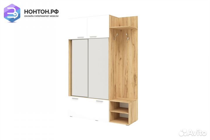 Прихожая Стелла белый глянец холодный / дуб крафт