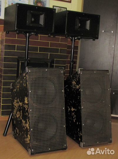 Колонки Pro 2100W 4шт Рупоры+Сабы FA-212 Штативы