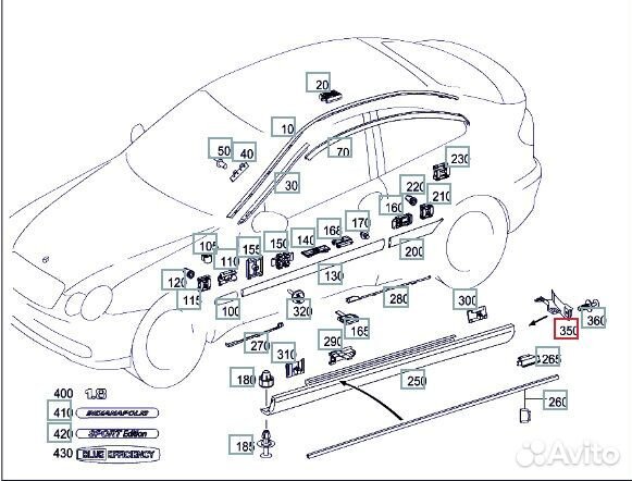 Брызговик задний правый Mercedes-Benz C-Class W203