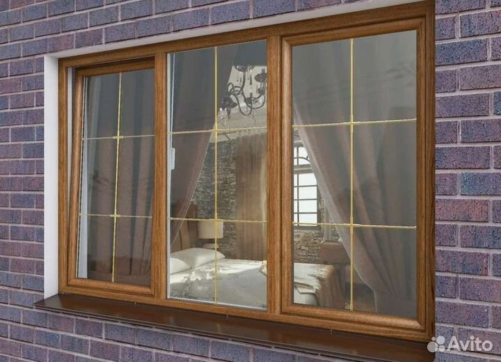 Окно пвх трехсекционное кашированное