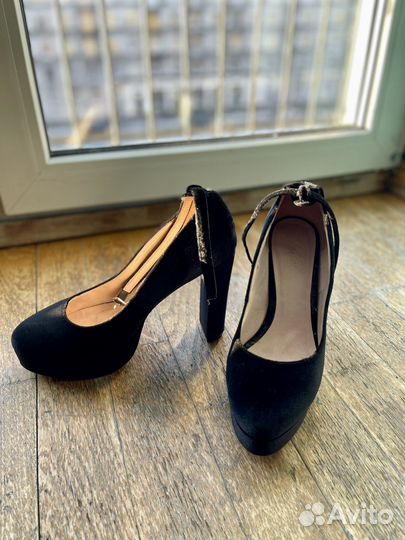 Туфли бархатные кожаные